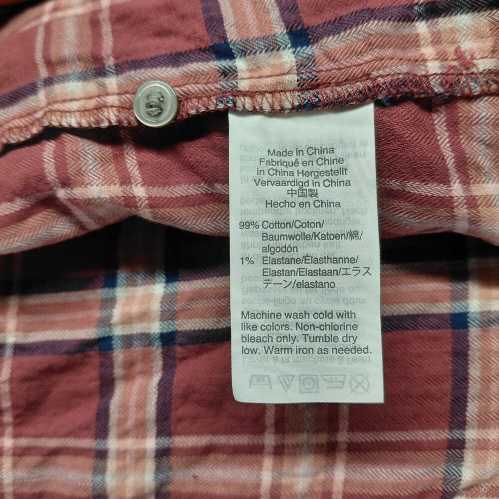 Madewell Stratfield Plaid V-Neck LS Button-Down Shirt Pink Size Large - Picture 8 of 8